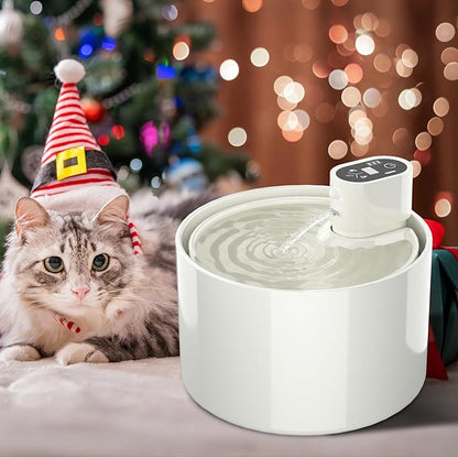 Ceramic Cat Water Fountain,Cat Water Fountain Cordless Battery Operated 78oz/2.3L with Motion Sensor, Ultra Quiet Pump BPA-Free for Cats, Dogs, Multiple Pets