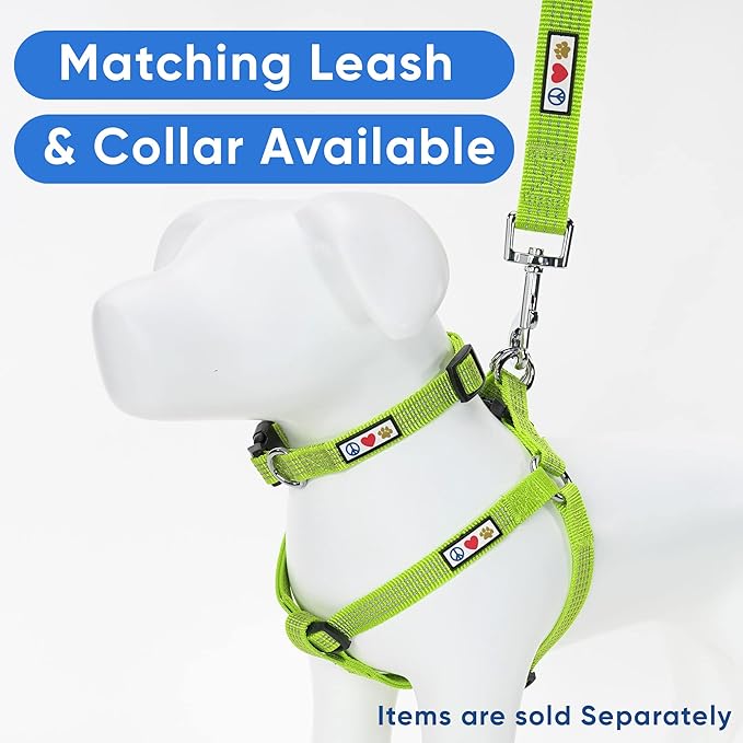 Pawtitas Reflective Step-in Dog Harness – Adjustable No-Pull Vest for Puppies to Seniors, Safe & Comfortable, XS Green
