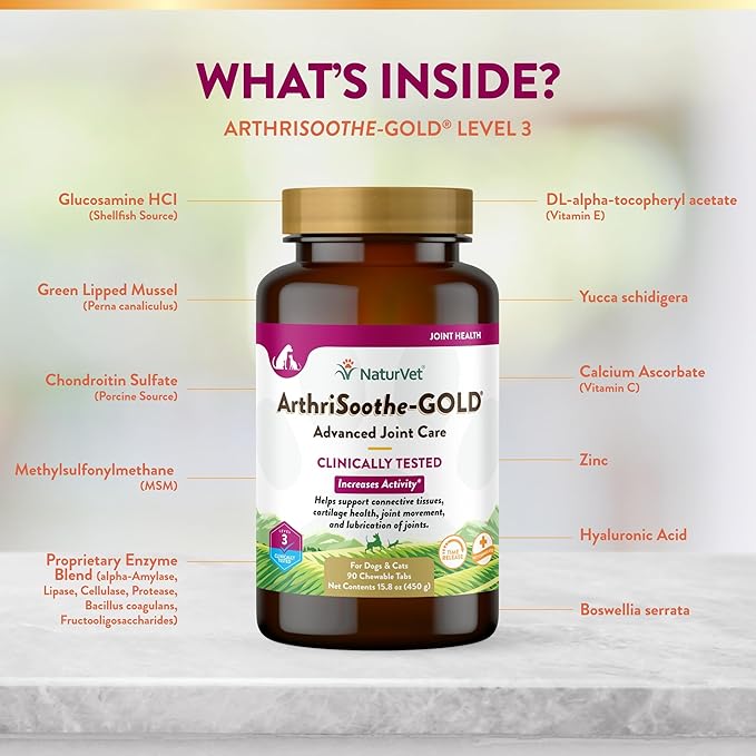 NaturVet Time Release ArthriSoothe Gold Tablets, 90 Pills