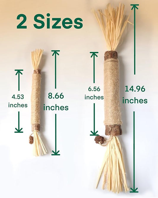 14.96 Inches Huge Silvervine Sticks Cat Toys, Large Natural Catnip Kittens Chew Toy for Teeth Cleaning,Big Catmint Blend Stick, Dental Kitty Chews for Indoor(2 Pack)