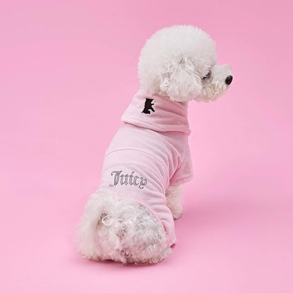 Juicy Couture Hooded Pet Juicy Bling Velour Tracksuit Chest 24 inches for Small Dogs and Cats - Pink - M/L