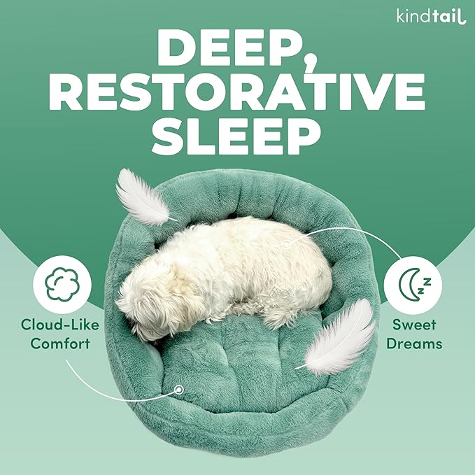 KindTail Medium Orthopedic Dog and Cat Bed - Faux Fur Luxury Cuddler for Pets Under 25lbs, Comfortable Waterproof Material with Nylon Base - 25" x 21" x 12" (Light Grey, Medium)