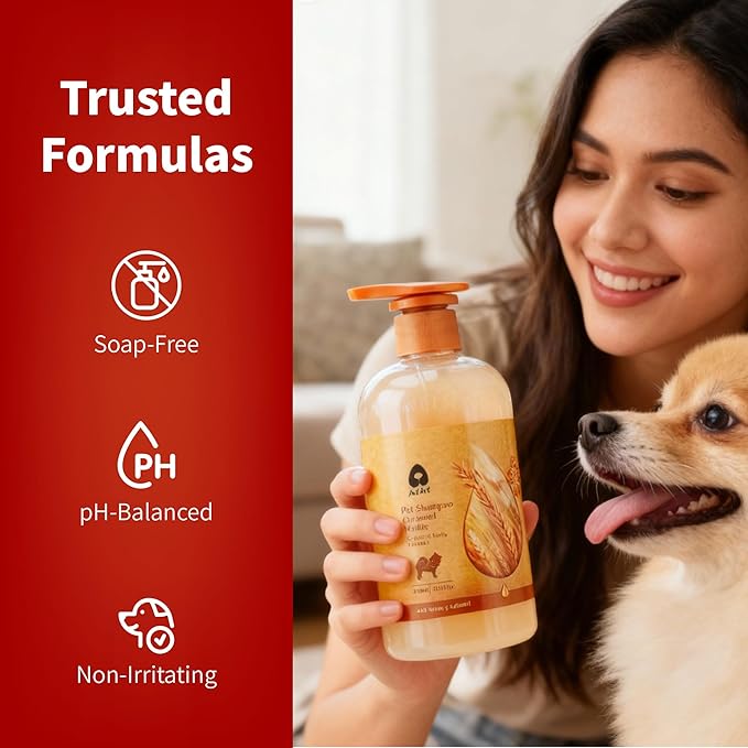 Arf Arf Dog Shampoo Softening Formula, Soften & Fluffy Oatmeal 16oz—Plant-Based 4-in-1: Cleans, Conditions, detangles, moisturizes. Oatmeal & Honey Soothe Itchy Skin. Hypoallergenic. Made in Taiwan.