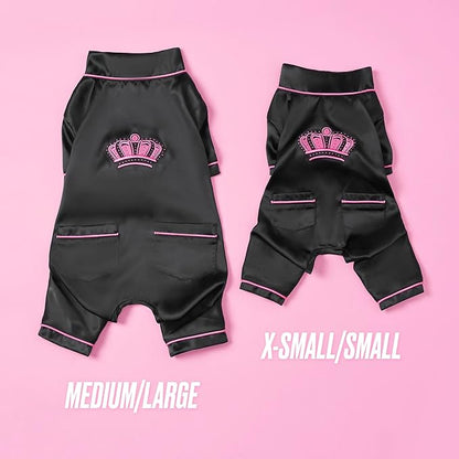 Juicy Couture Silky Satin Pajamas for Dogs and Cats - Black - Medium/Large Pet PJs