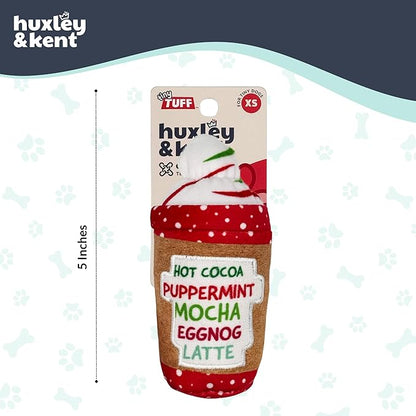 Huxley & Kent Funny Dog Toy w/Squeaker – Holiday Power Plush Squeaky Dog Toys for Small Dogs – Durable Small Stuffed Animal for Indoor Play & Fetch - Tiny Tuff Latte My Way