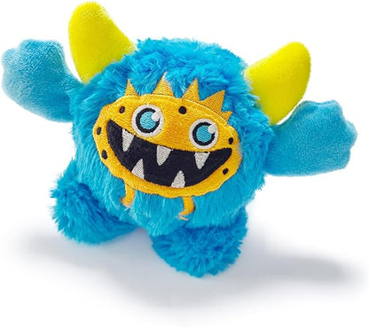 FCCUM Plush Squeaky Dog Ball, Little Monster Puppy Toys Suitable for All Breeds, Chew Guard, Floating Water and Durable Interactive, Round and Soft (Blue, Large)