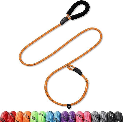 Slip Leads Dog Leash - 4/5/6/8/10 FT Heavy Duty Training Leashes - Reflective & Comfortable Handle for Small Medium Large Dogs (1/2''- 5FT, Orange)