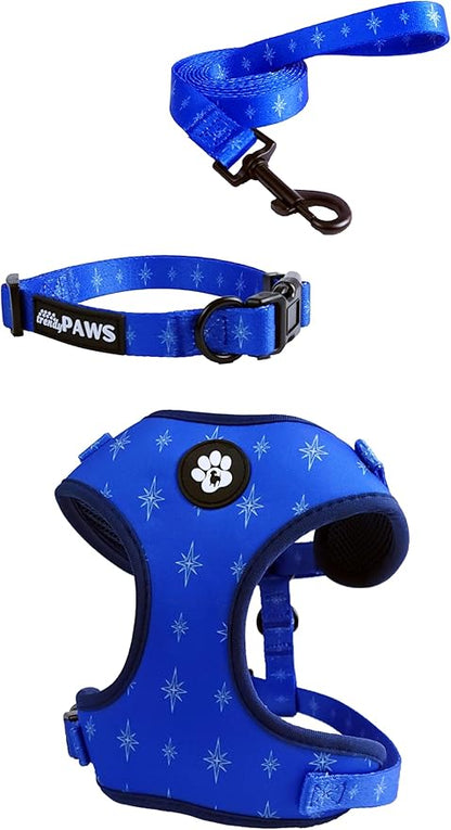 TrendyPaws Dog Harness, Collar and Leash Set, Breathable Mesh, S/M/L Sizes (Cobalt, Small)