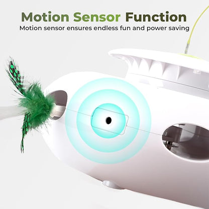ALL FOR PAWS 3 in 1 Interactive Flutter Bug Cat Toy with Rolling Balls, Whack-a-Mole Feather Toy Automatic Kitten Spinner Toys, Mental Stimulation for Indoor Cats,Includes 6 Teaser Refills
