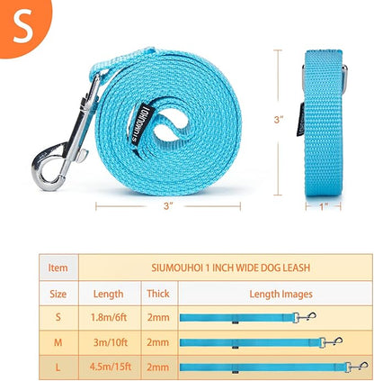 Siumouhoi Strong Durable Nylon Dog Training Leash, 1 Inch Wide Traction Rope, 6 ft Long, for Small and Medium Dog (Mint Blue, 6 Feet)