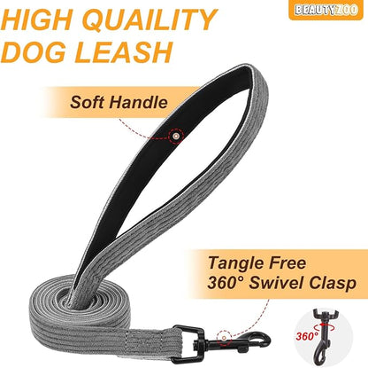 BEAUTYZOO No Pull Dog Harness Large, Adjustable Dog Harness and Leash Set -Easy Wearing with 3 Buckles/Control Handle,No Choke Soft Padded Reflective Pet Vest for Training Walking Hiking,Grey L
