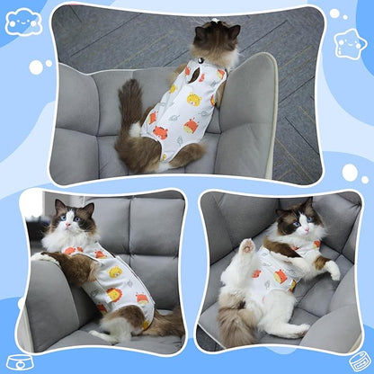 Cat Recovery Suit Female, Breathable Cat Onesie After Surgery Female for Abdominal Wounds or Skin Diseases, Surgery Recovery Suit Kitten Onesie After Spay Wear Anti Licking