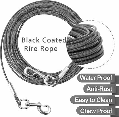 Tie Out Cable for Dogs,150FT Dog Leads,Heavy Duty Tie Out Cable for Large Dogs Up to 125lbs,Durable Dog Runner Tether Line for Outdoor,Yard