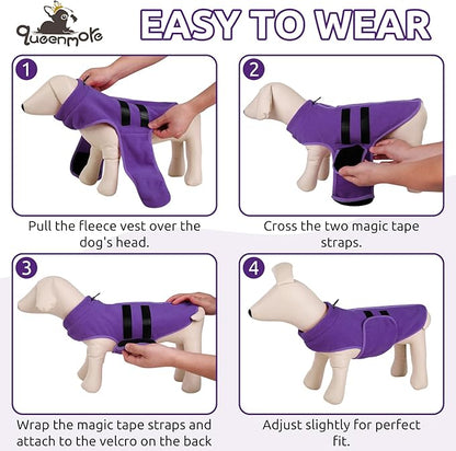 Queenmore XXL Dog Sweater, Soft Fleece Vest Pullover Jacket with Leash Hole, Warm Winter Dog Clothes Cold Weather Dachshund Sweaters for Large Dogs Cats Boy or Girl (Lavender, XXL)