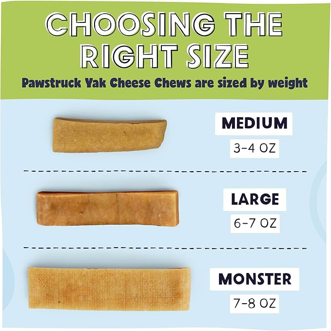Pawstruck Himalayan Yak Dog Chew (3–4 oz Pieces) – Natural Yak and Cow Milk Cheese, Long-Lasting Jumbo Treat, Thick Chew Stick – 3 Pack – Packaging May Vary