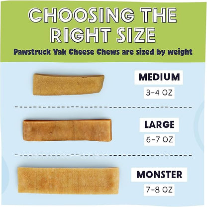 Pawstruck Himalayan Yak Dog Chew (3–4 oz Pieces) – Natural Yak and Cow Milk Cheese, Long-Lasting Jumbo Treat, Thick Chew Stick – 3 Pack – Packaging May Vary