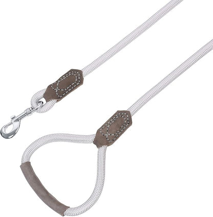 Mile High Life | Premium Leather Dog Leash | Strong Rope Leash | Leather Handle | Zinc Alloy Strong Clasp | Small Medium Large Dogs | 4/5/6 Feet(Sliver, 60 Inch (Pack of 1))