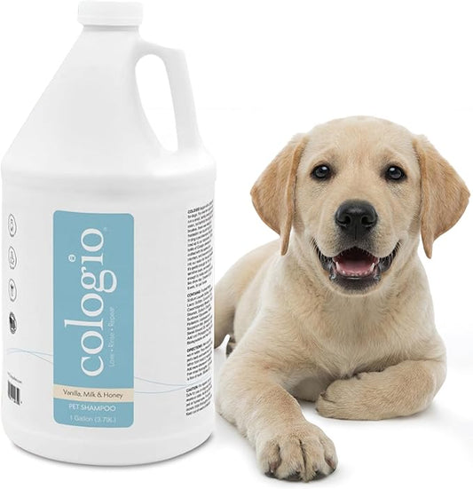 Cologio Dog Shampoo with Manuka Honey, Moisturizing Dog Shampoo for Sensitive and Dry Itchy Skin, Shampoo for Dogs with Allergies and Dry Skin, Odor Eliminator, Paraben-Free, Made in USA 1 Gallon