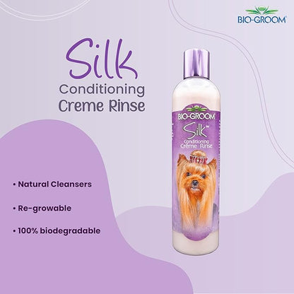 Bio-Groom Silk Creme Rinse Dog Conditioner - Conditioner for Dogs, Puppy Conditioner, Dog Conditioner Detangler, Dog Hair Conditioner - 12 Fl Oz 1-Pack