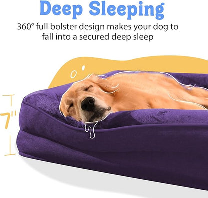 Orthopedic Dog Bed -XL Large Dog Beds with Washable Cover and Removable Bolsters Non-Slip Bottom & Waterproof Memory Foam Pet Couch Sofa for Large Size Dogs