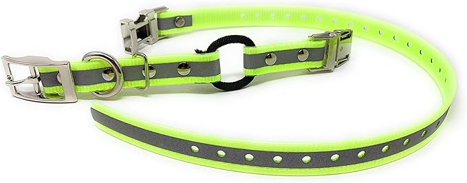 Sparky Pet Co - Zeus ECollar Replacement Strap - Bungee Loop Dog Collar - Waterproof Biothane - Adjustable - Double Buckle - Quick Snap Metal Clasp - Invisible Fence Systems - 1"x 30" Yellow Refl