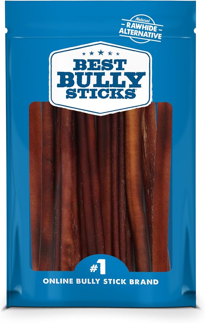 Best Bully Sticks 12 Inch Bully Sticks for Dogs - 10 Count (Pack of 1) - Natural, Easily Digestible, 100% Grass-Fed Beef, Grain and Rawhide Free