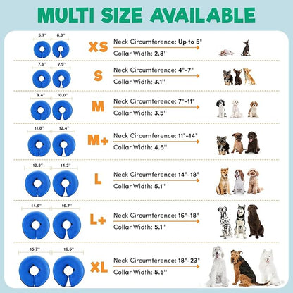 BENCMATE Inflatable Dog Cone Collar Alternative, Soft Dog Cone for Small Medium Large Dogs and Cats, Neck Recovery ECollar Donut Collar After Surgery (Small, Orca)