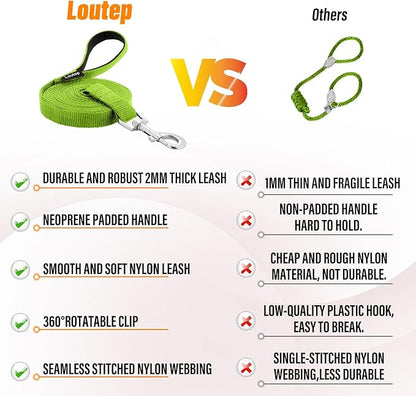 Dog Training Leash - Long Line for Recall & Obedience, Nylon Training Lead with Padded Handle, 15 ft / 20 ft / 30 ft / 50 ft / 100 ft - Long Leash for Dogs Outside, Small/Medium/Large