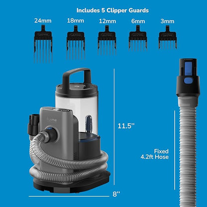 FURME Professional Plus Pet Grooming Vacuum Kit - Cat & Dog Grooming Kit for Easy Pet Care at Home, Quiet & Safe Dog Hair Remover Machine with Brush, Clipper, Shedding & Cleaner Tools & 2L Canister