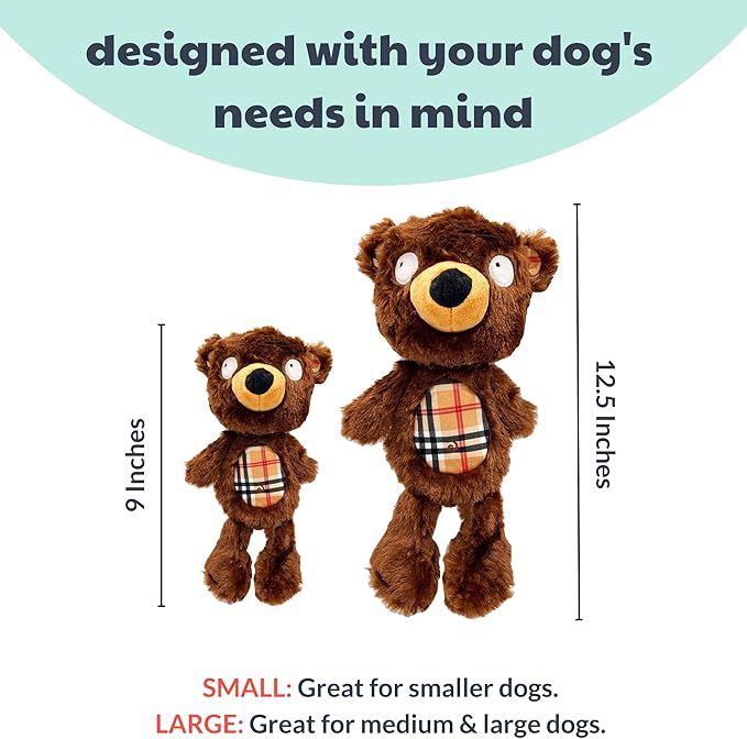 Huxley & Kent Slappies for Dogs | Beary Styles (Large) | Squeak & Shake Dog Toy | No Stuff Squeaky Toy, TPR Ball in Head | Simulates Hunting Nature for Dogs
