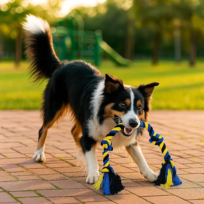PAWPOURRI Dog Rope Toys Heavy Chew Toys for Medium and Large Breed Dogs, Durable Rope Toy Set for Teething, Chewing Support and Interactive Play (4 pcs Dog Toys Combo)