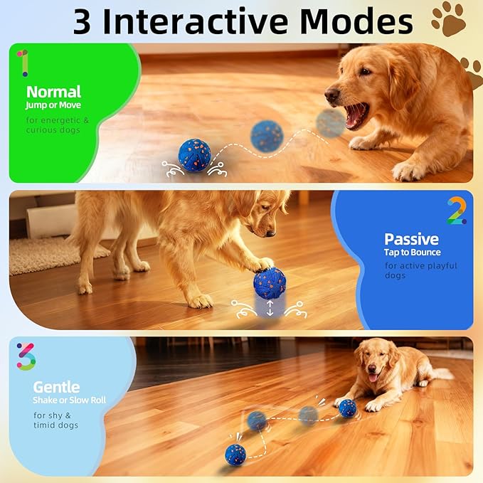 Interactive Dog Toys Ball, Automatic Moving, Bouncing Chew Toys, E-TPU Material, Suitable for Large and Medium-Sized Dogs, Used for Boredom Relief and Daily Training, USB Rechargeable