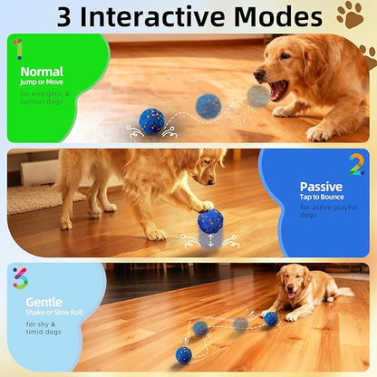 Interactive Dog Toys Ball, Automatic Moving, Bouncing Chew Toys, E-TPU Material, Suitable for Large and Medium-Sized Dogs, Used for Boredom Relief and Daily Training, USB Rechargeable