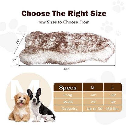 Welfibr Dog Rug Bed 100% Waterproof Luxury Faux Fur Dog Bed Medium Size Dog Orthopedic Dog Beds Comfy Fluffy Dog Rug Comfort Pet Beds with Removable Cover Washable Noiseless Dog Mat Non-Slip 40"