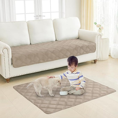 Smiry Waterproof Dog Bed Cover Blanket 40x70, Soft Reversible Pet Blanket, Washable Leakproof Cats Dogs Couch Cover for Sofa, Couch, Furniture, Lattice, Taupe/Beige