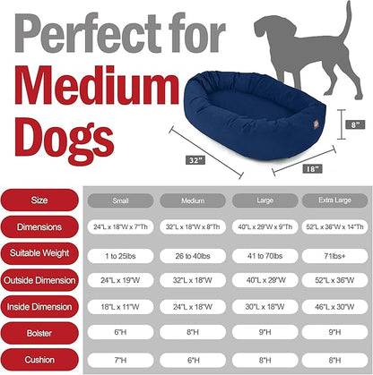 Majestic Pet 32 Inch Suede Calming Dog Bed Washable 32x23x7 (Inch) – Cozy Soft Round Donut Dog Bed with Spine Support for Dogs to Rest Their Head - Pet Bed Medium – Navy (2025)