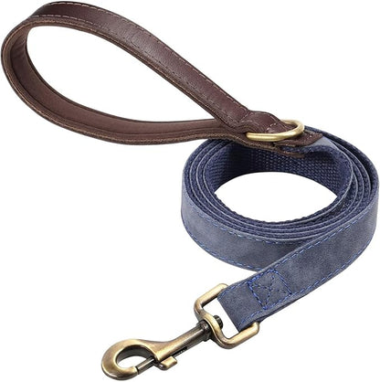 Didog PU Leather Dog Leash for Small Dogs 4.5ft, Soft Padded Handle Dog Leashes for Medium Size, Walking and Training Leashes Faux Leather for Large Pet,Blue