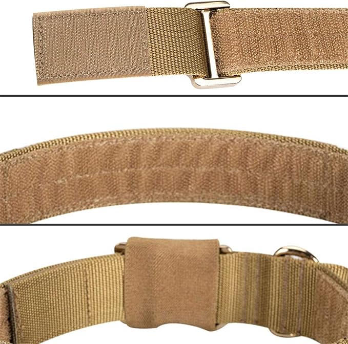 EXCELLENT ELITE SPANKER Tactical Dog Collar Military Adjustable Heavy Duty Training Dog Collar with Metal Buckle and Control Handle(Coyote Brown)
