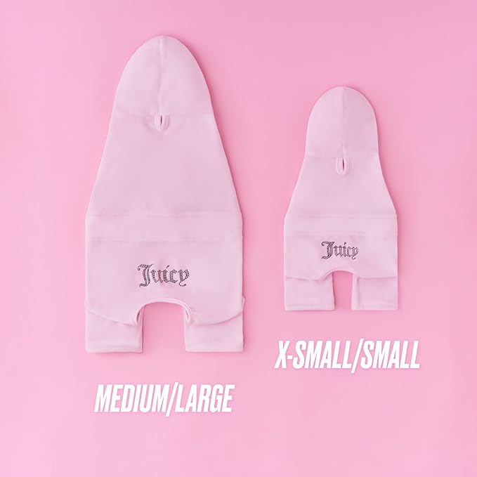Juicy Couture Hooded Pet Juicy Bling Velour Tracksuit Chest 24 inches for Small Dogs and Cats - Pink - M/L