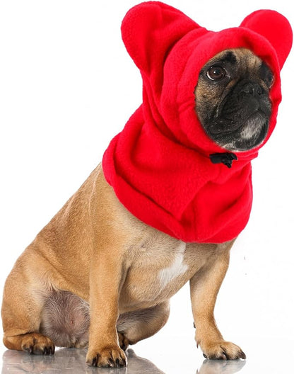 Clysee Winter Dog Hats Quiet Ears for Dogs Ear Muffs Pet Neck Warmer Scarf Hoodie Noise Protection Cover Beanie Head Wrap Costume for Pet Dog Cats(Red,M)