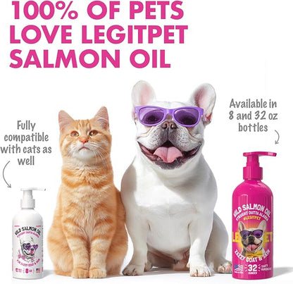 Wild Alaskan Salmon Oil for Dogs & Cats - Pure Fish Omega 3 6 9 Liquid EPA DHA Fatty Acids - Skin & Coat Supplement - Supports Joint Function, Brain, Eye, Immune & Heart Health - Made in USA 32 oz