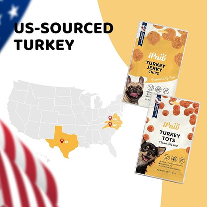 iPaw Turkey Tots Dog Treats for Puppy Training, All Natural Human Grade Dog Treat, US Sourced Raw Material, Hypoallergenic, Easy to Digest (Turkey Tots), 5 Packs
