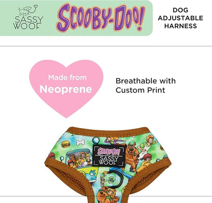 Sassy Woof Dog Adjustable Harness - Scooby-Doo™ - L, Breathable Mesh, No Pull Design with Two D-Rings, Patented Design, Ideal for Large Dogs - Officially Licensed