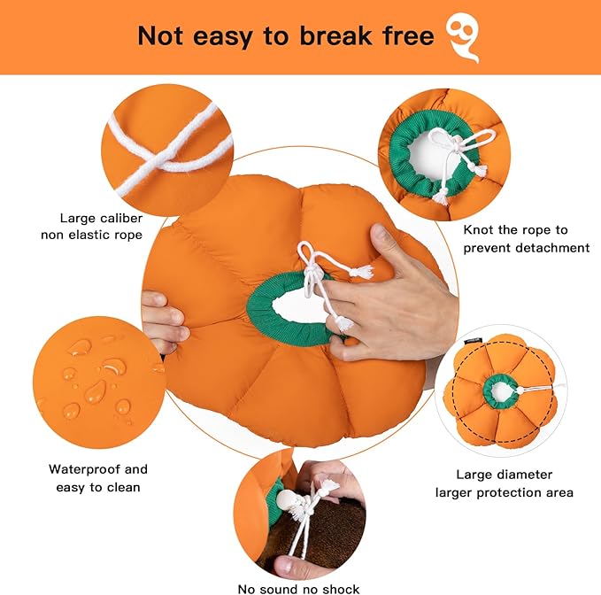 H HIDREAM Cat Cone Collar,Cute Waterproof Recovery Collar,Anti-Bite Lick Wound Healing Safety Elizabethan e Collar for Cats,Orange Pumpkin Halloween Costume, HDY01-005S
