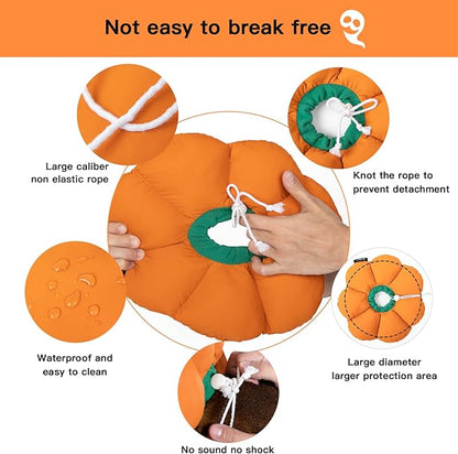 H HIDREAM Cat Cone Collar,Cute Waterproof Recovery Collar,Anti-Bite Lick Wound Healing Safety Elizabethan e Collar for Cats,Orange Pumpkin Halloween Costume, HDY01-005S