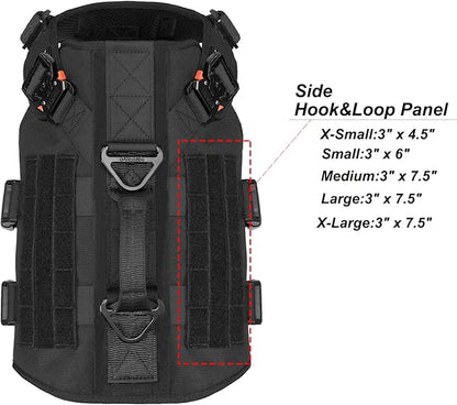 ICEFANG GN3 Tactical Dog Harness with 6X Buckle,Dog Molle Vest with Handle,3/4 Body Coverage,Hook and Loop Panel for ID Patch,No Pulling Front Clip (XL (32"-39" Girth), Black)