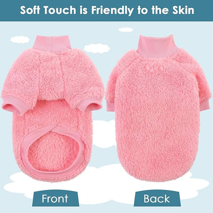 SUNFURA Sphynx Cat Sweater, Hairless Cats Turtleneck Pullover Kitten Sweaters for Cats Only, Warm and Soft Cat Pajamas Shirt with Sleeves Pet Winter Clothes Fleece Jumpsuit for Puppy, Pink S