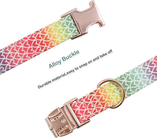 Cotton Dog Collar Metal Buckle Daisy Summer, Cute Adjustable Dog Collar Soft for Small Medium Large Boys Girls Dogs Durable