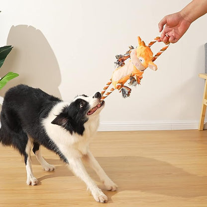Sedioso Dog Toys, Tug of War Dog Toys for Large Breed, Cute Squeaky Interactive Dogs Toy with Crinkle Paper, Plush Puppy Chew Toy for Small, Middle, Big Dogs (Cow-SS)