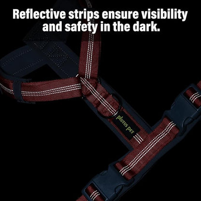 Plutus Pet No Pull Dog Harness, Adjustable Nylon Harness with Soft Padding, Reflective and Heavy Duty Dog Harness for Small, Medium, Large Dogs(Red, XL)